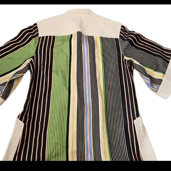 Tory Burch Womens Field Day Stripe Silk Tunic Multicolor Designer Blouse 10 - Picture 11 of 16